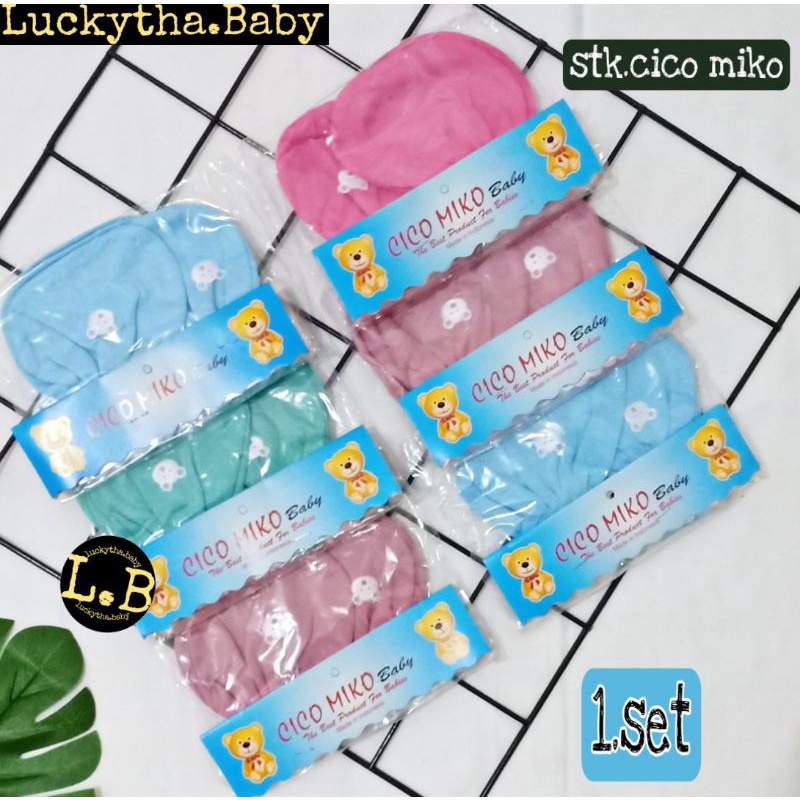 3set_sarung tangan &amp; kaki bayi polos/ stk Cico miko SNI/stk bayi Cico Miko polos