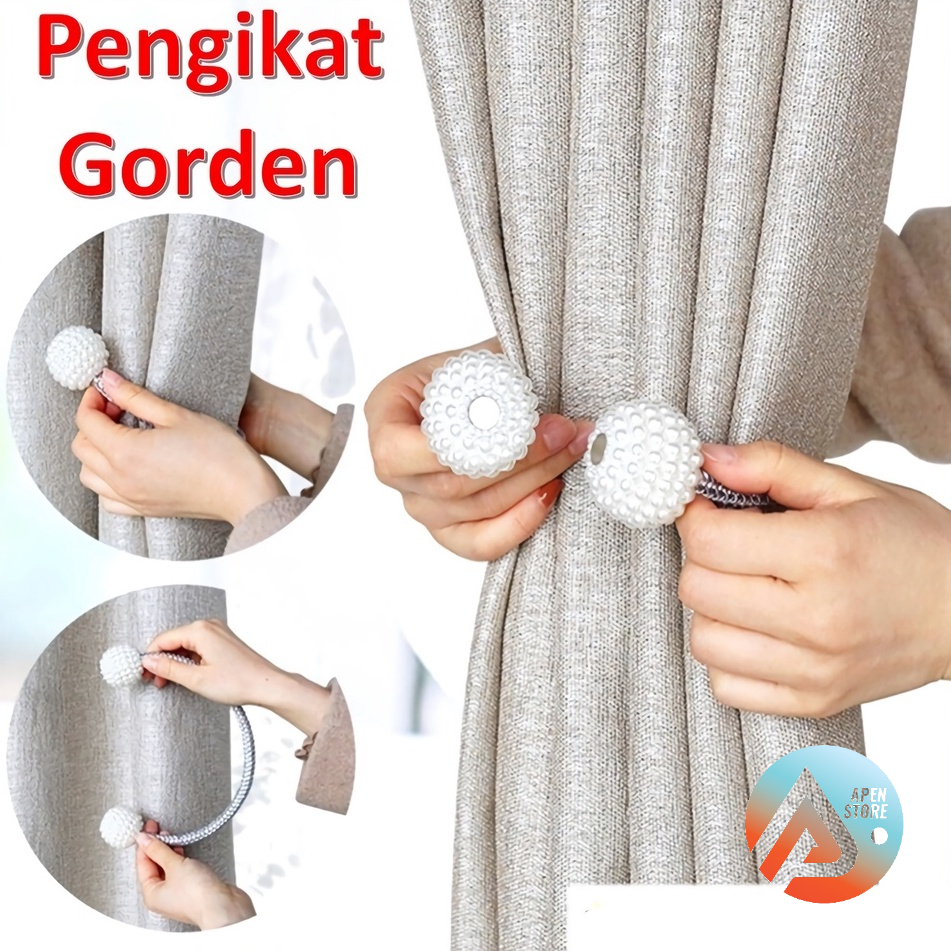 APEN Tali Pengikat Gorden Magnet Mutiara Pengait Hordeng Magnetic Ball Dekorasi Rumah Barang Unik