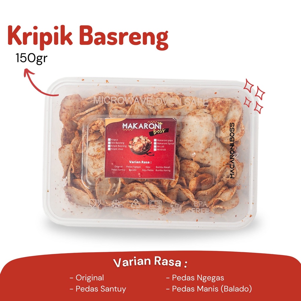 

Kripik Basreng Keripik Jajanan Snack Pedas 150gr Cemilan Snack Makanan Ringan Makaroni Boss Jajan