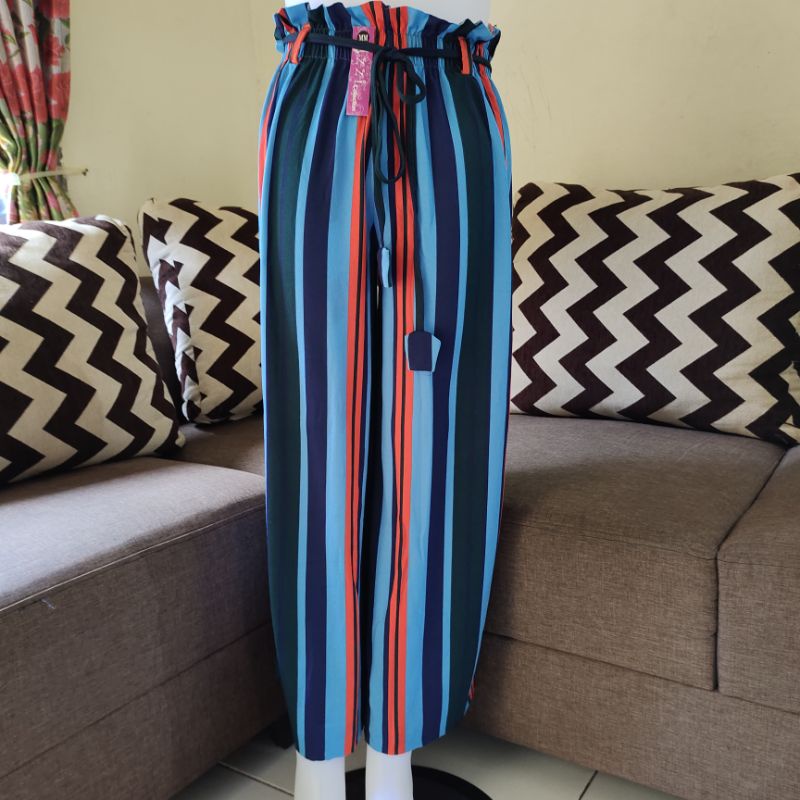 Celana Kulot Salur dengan tali pinggang , celana kulot stripe