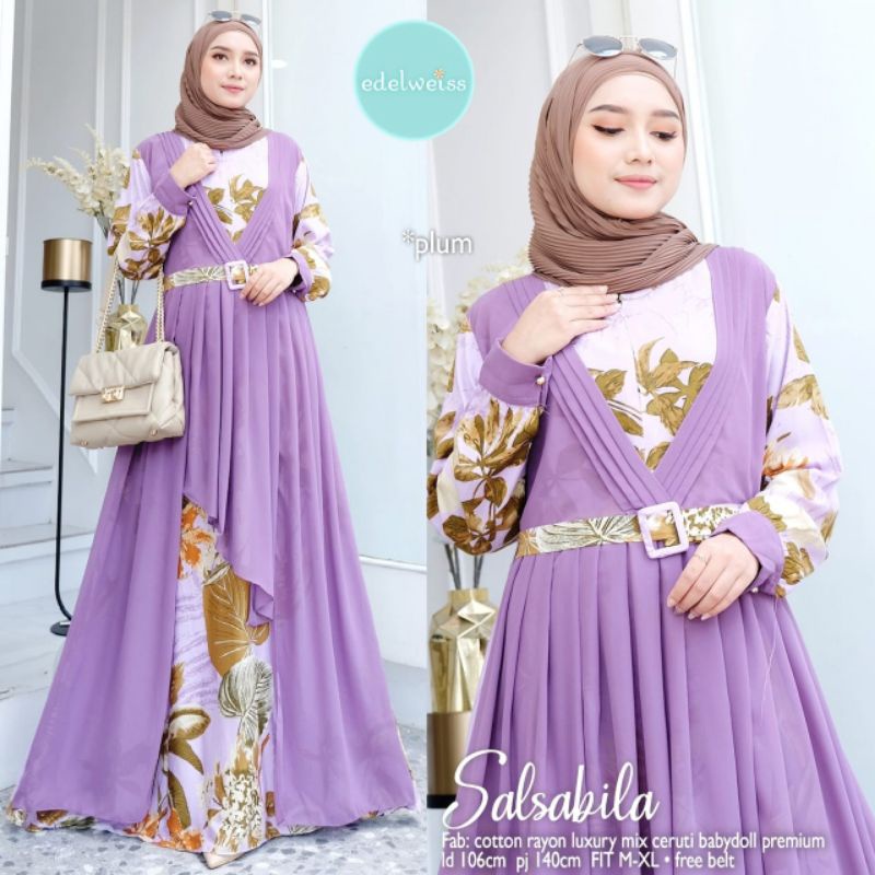salsabila dress gamis lebaran pesta kondangan abaya wedding bridesmaid sarimbit keluarga seragam