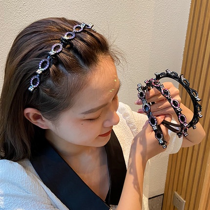 Bando Poni Rambut Desain Bunga Kupu-Kupu Aksen Berlian Imitasi Gaya Korea Untuk Wanita