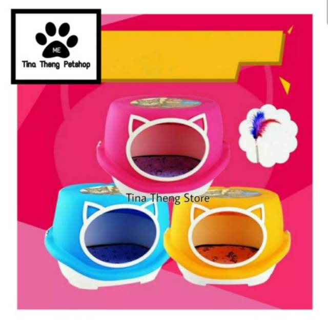 Tempat Pasir Kucing With Spring Funny Toys