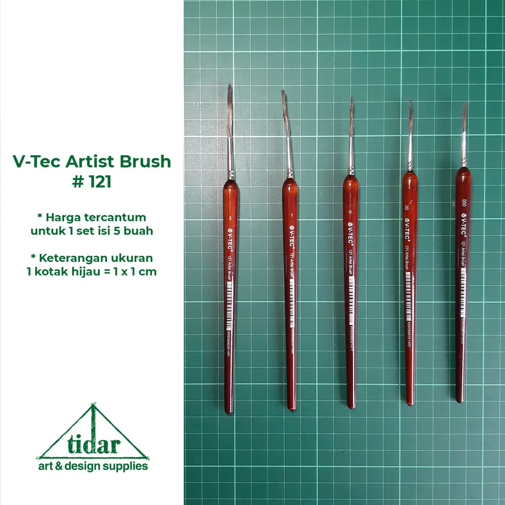 

V-Tec Script Artis Brush 121 5 Pcs - Vtec / Kuas Lukis Panjang Tipis