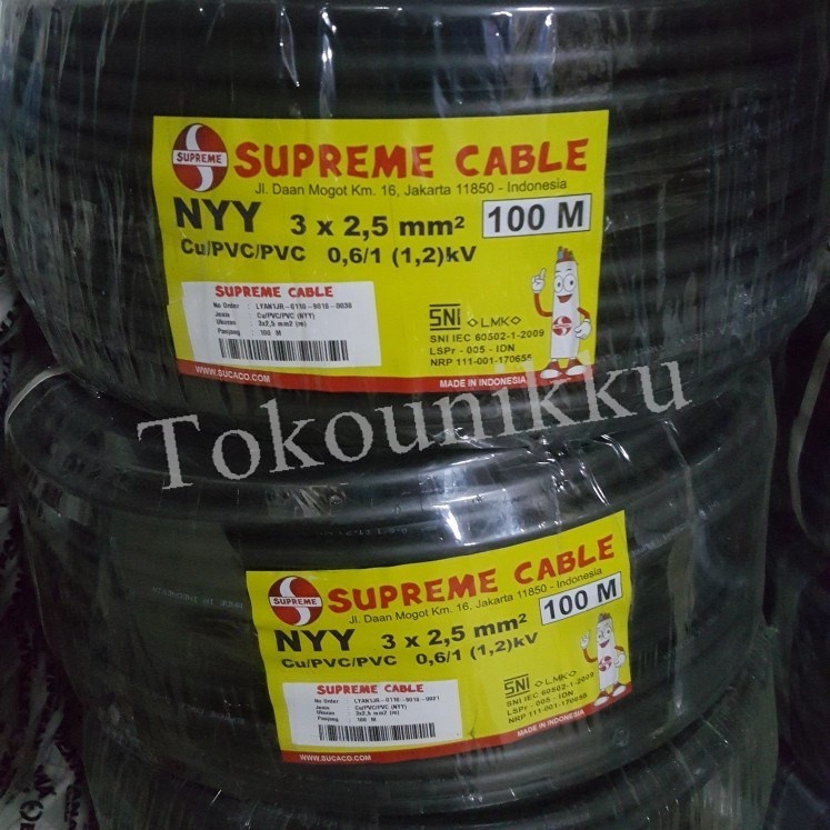 KABEL LISTRIK NYY SUPREME 3 X 1,5MM 100 M