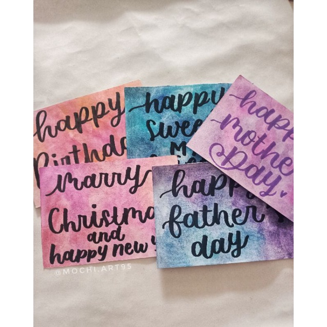 

Custom kartu ucapan Happy Birthday,Happy Wedding,Thank you card CUSTOM CARD WATERCOLOR A6