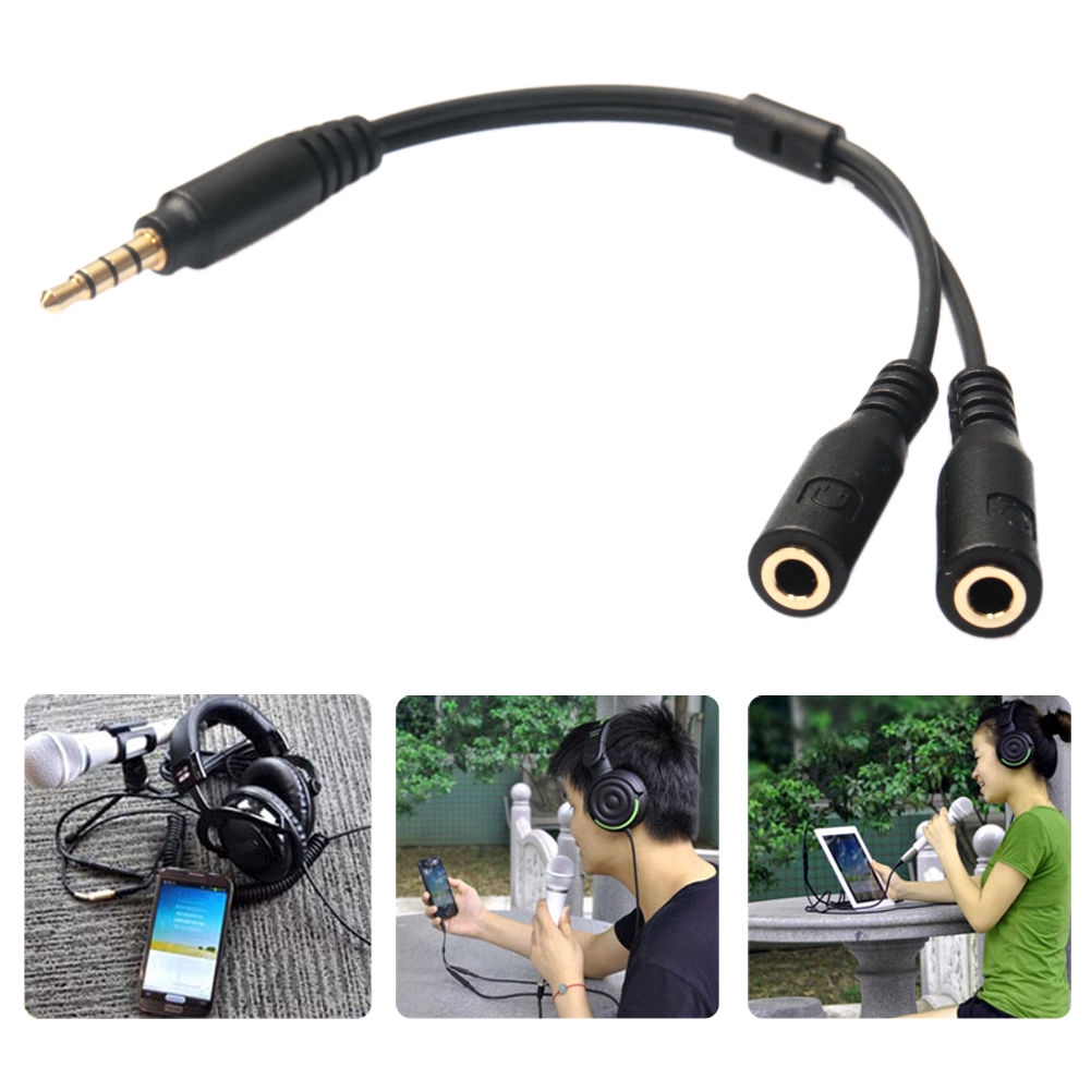 Kabel Splitter Y Audio Stereo 3.5mm 1 Male Ke 2 Female Mic TRRS Y