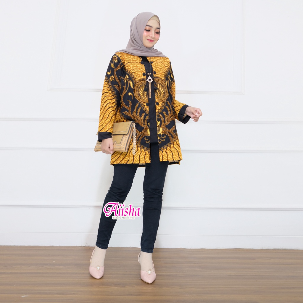 Atasan Wanita  Batik /Kemeja Wanita Bahan Katun / Batik Kencana Dan Kinanti Original Aiisha-2