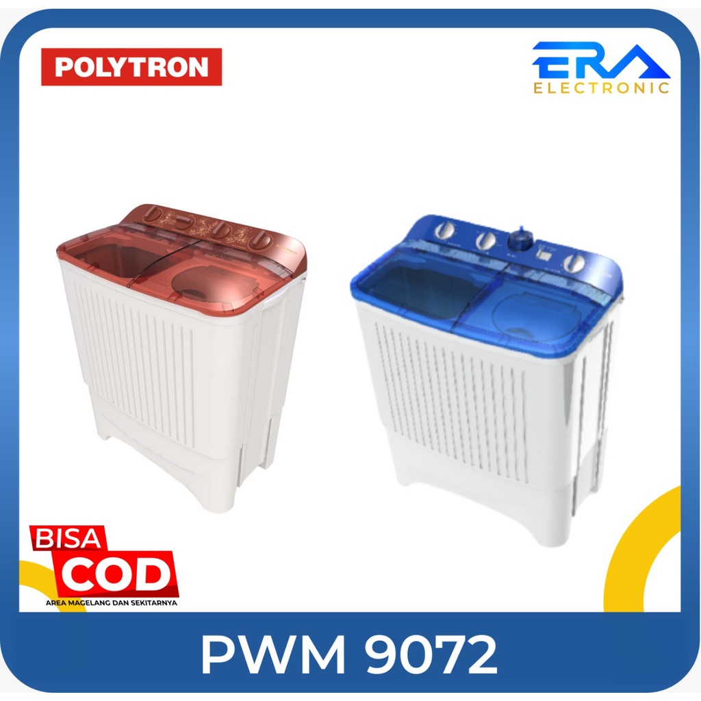 Mesin cuci Polytron PWM 9072 B N 9 Kg TUTUP TRANSPARAN