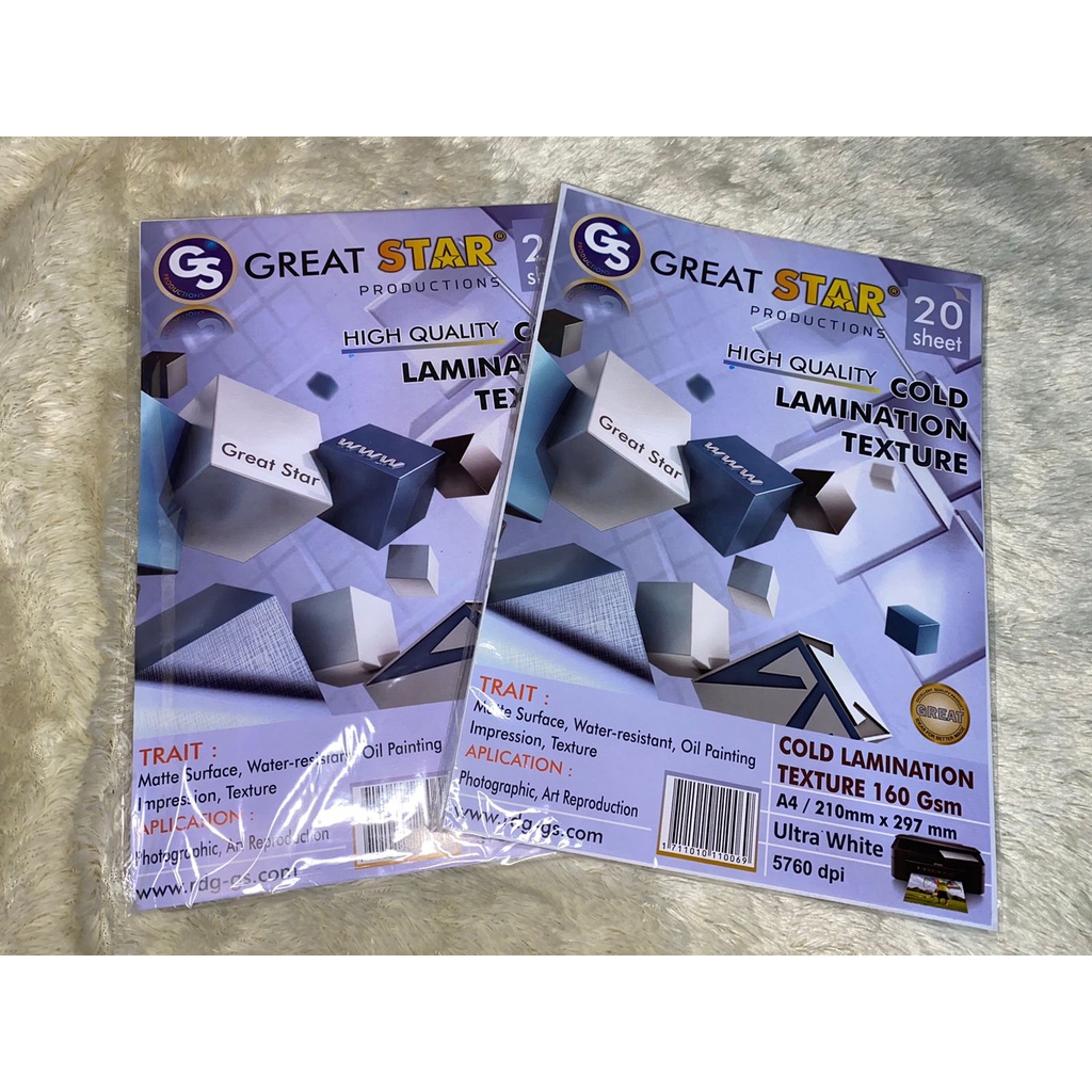 

COLD LAMINATION TEXTURE 160GSM A4/20 LEMBAR
