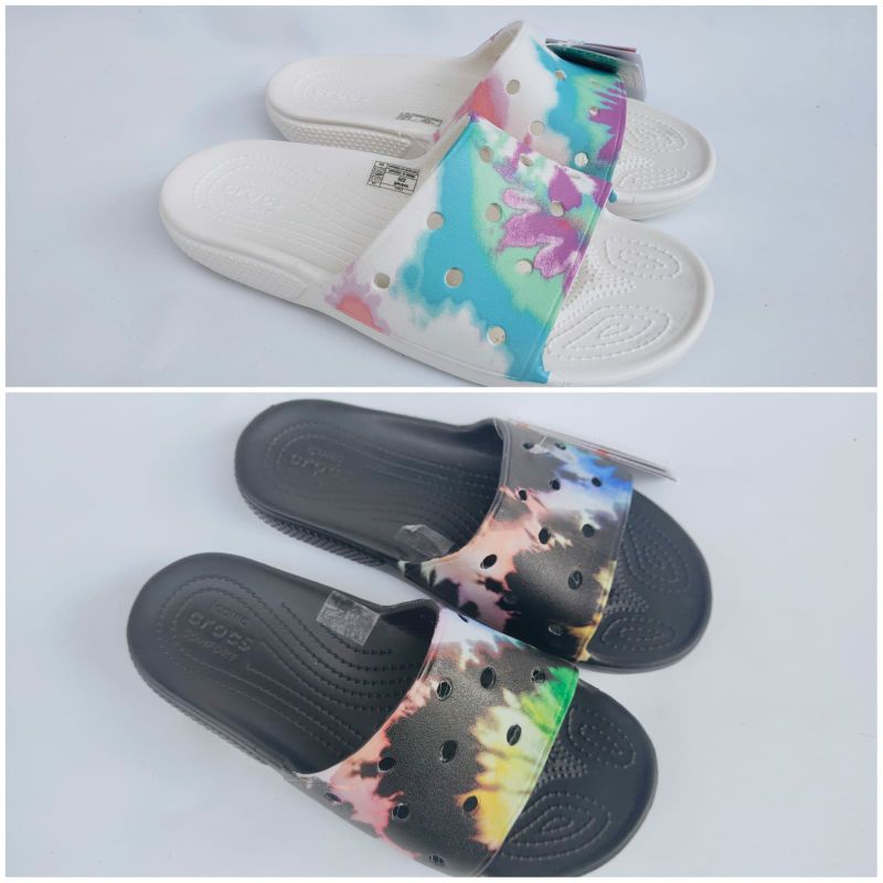 SANDAL CROCS CLASSIC TIE DYE GRAPHIC SLIDE UNISEX MEN WOMEN