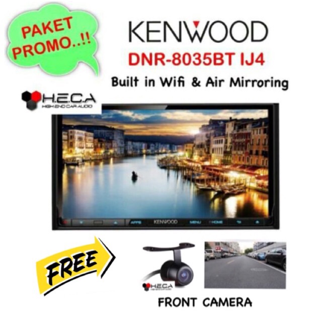 Paket Kenwood DNR-8035BT IJ4 Tape Head Unit DNR8035BT Double din DNR 8035 BT + Front Camera HD CCD
