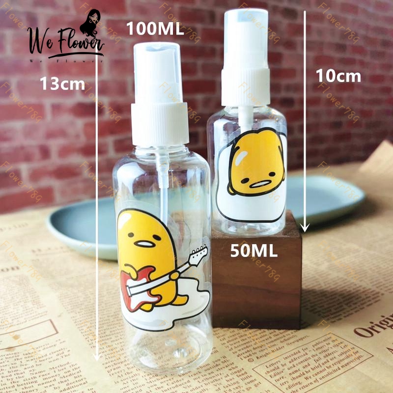 (We) Botol Spray Kosong Bahan Plastik Desain Gudetama Kapasitas 50/100ml Portabel Dapat Diisi Ulang