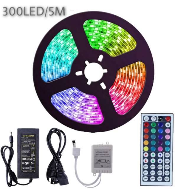 PAKET LED STRIP RGB 5050 3528 IP44 WATERPROOF 5M LED WARNA