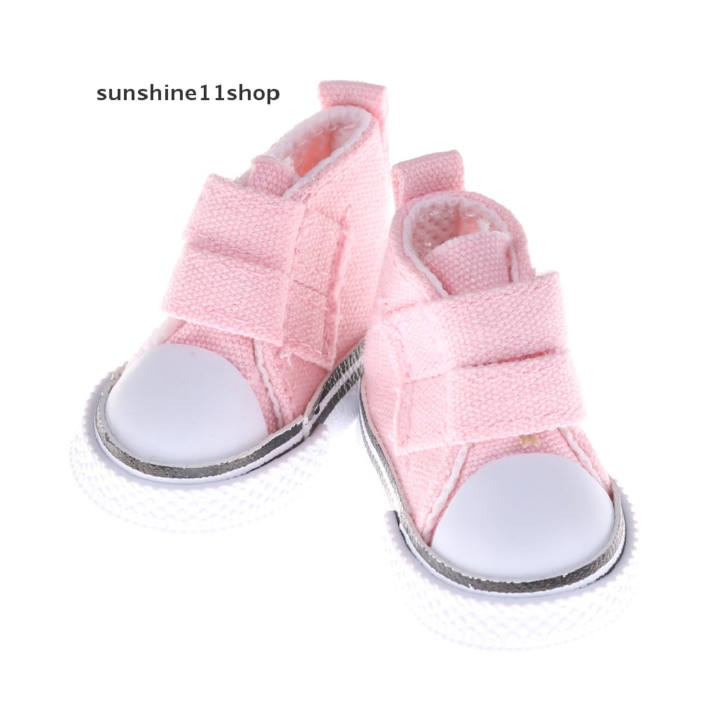 Sho Mainan Sepatu Sneakers Kanvas Mini 5cm Untuk Aksesoris Boneka Bjd 1 / 6