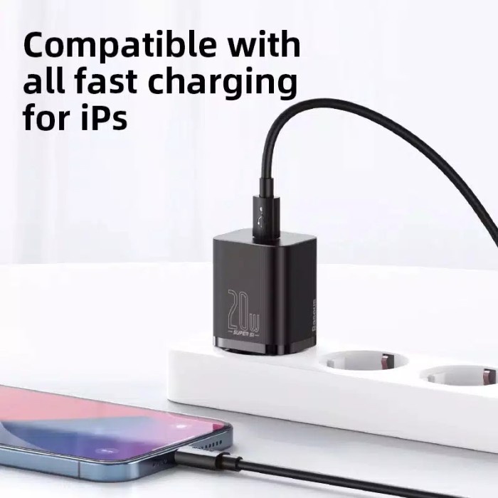 Baseus Charger for Iphone 12 20W + Kabel Type c to Lightning Fast Charging PD