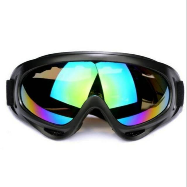 Kacamata Goggle Ski Tactical Sepeda Motor Pelindung Mata Lensa Wide UV  - pelangi