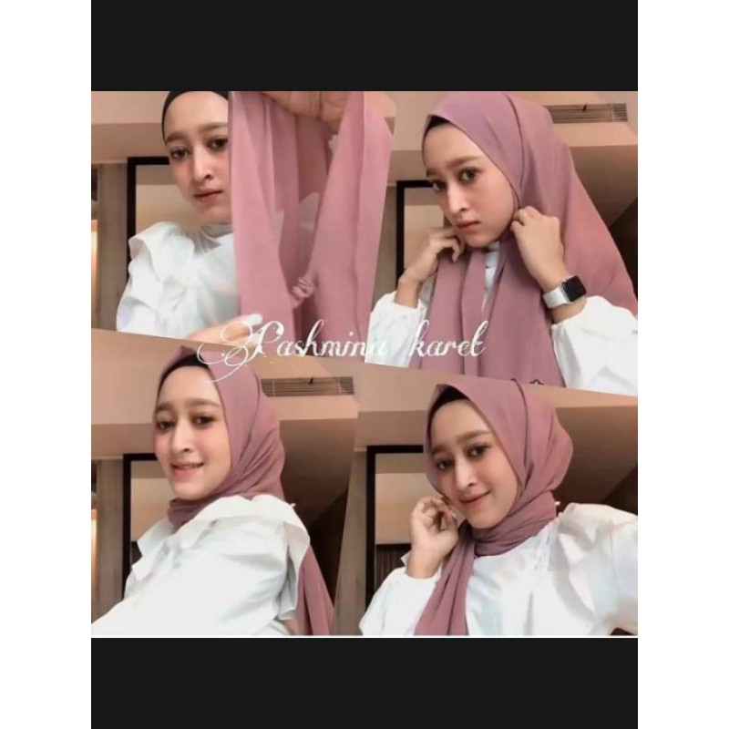 Kerudung Dewasa Pashmina Karet 150x75 Bahan Diamond Strech Fashion