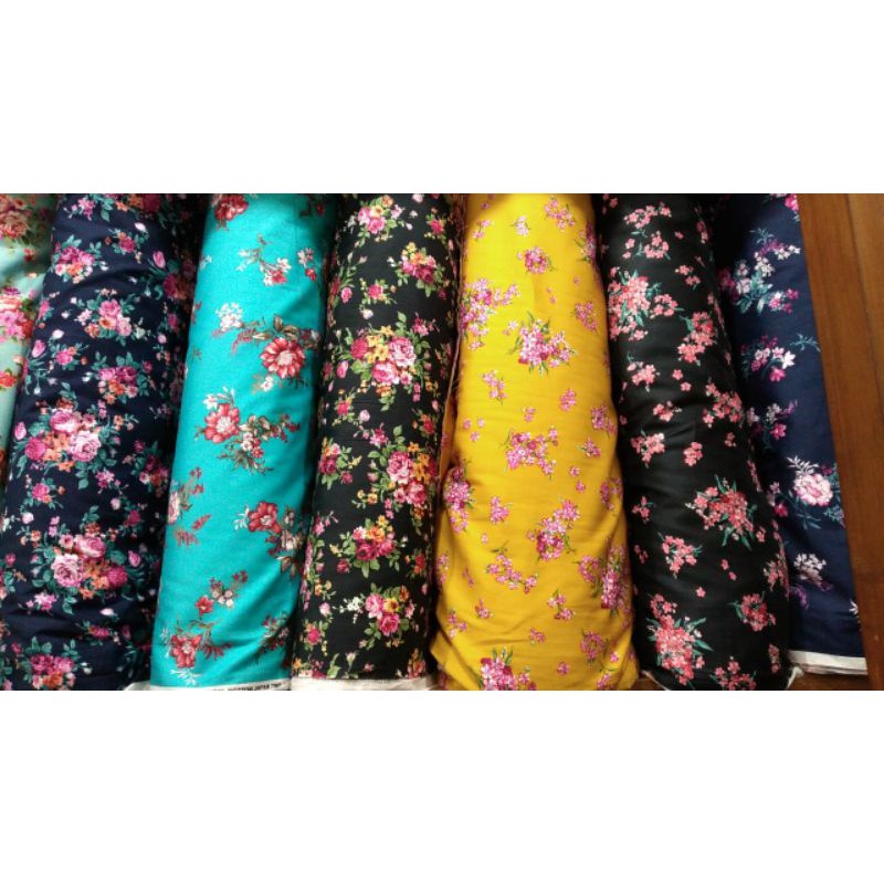 jual kain Katun poplin berbagai motif/bahan busana