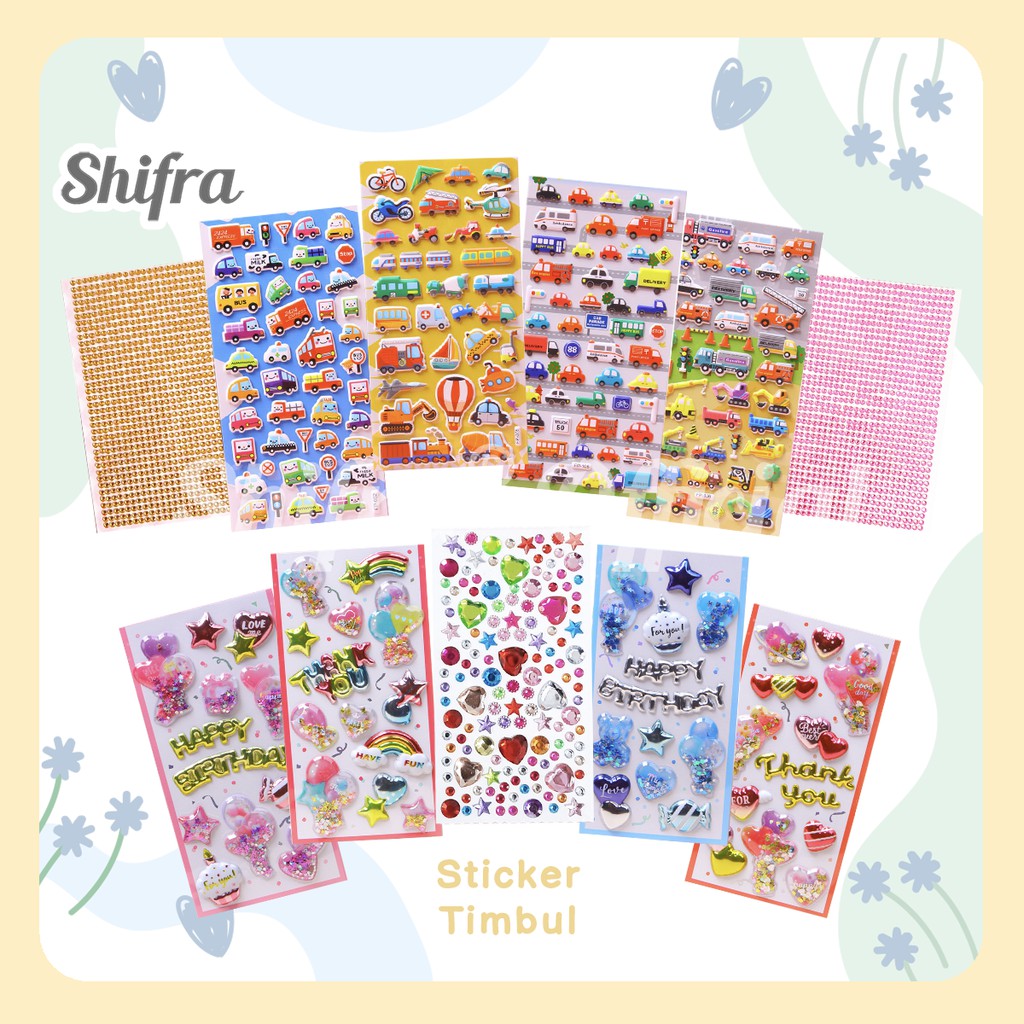 Shifra Sticker Timbul Gambar Balloon Car Diamond Colorful 4 Size