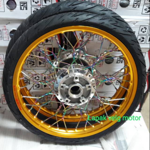 Velg untuk Vixion old Stel jari jari kepang plus ban luar dalam full baru