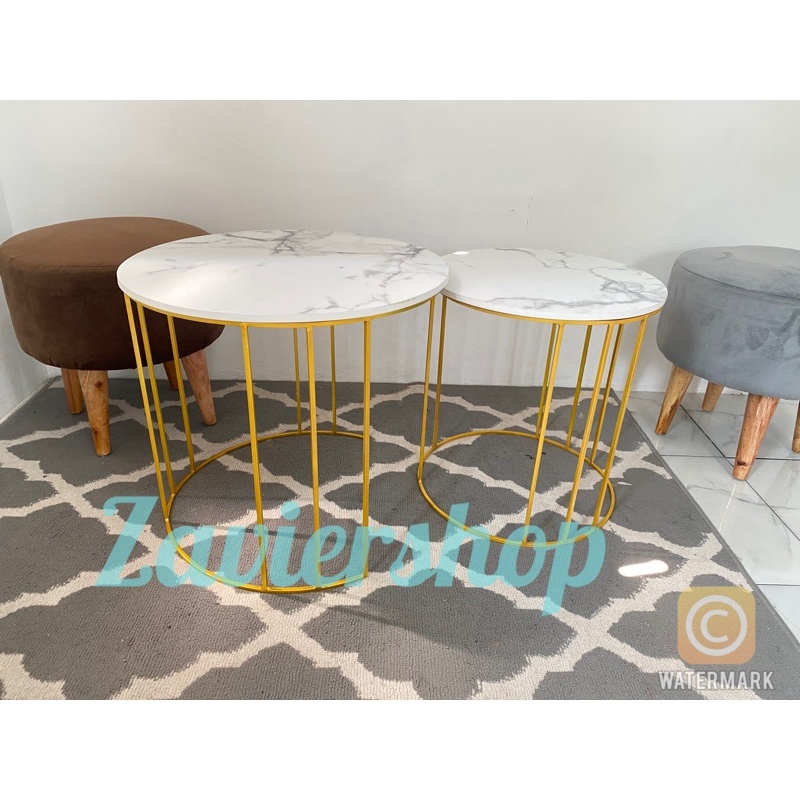 Meja minimalis ruang tamu motif marmer ( bukan marmer)