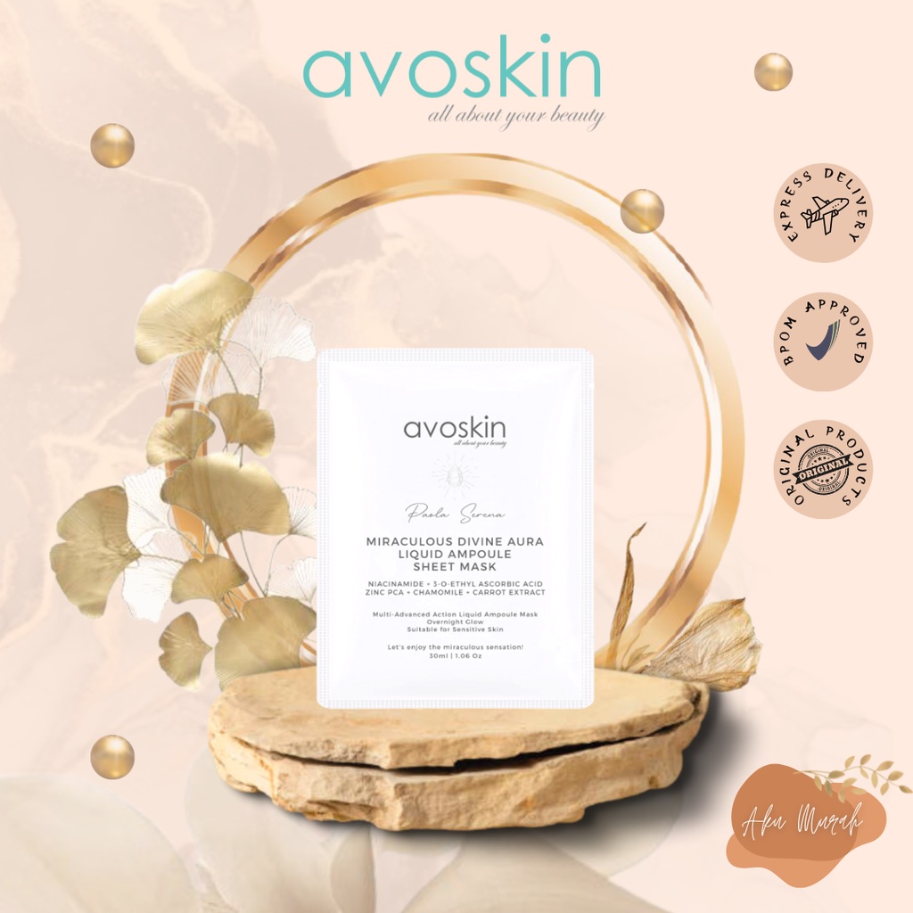 ✨ AKU MURAH ✨ Avoskin Miraculous Divine Aura Liquid Sheet Mask / Mask Wajah BPOM