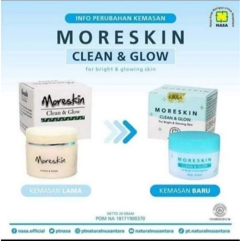 Moreskin Clean and Glow 20gram - Clean and Glow - Clean and Glow Nasa Original / Moreskin Clean & Gl