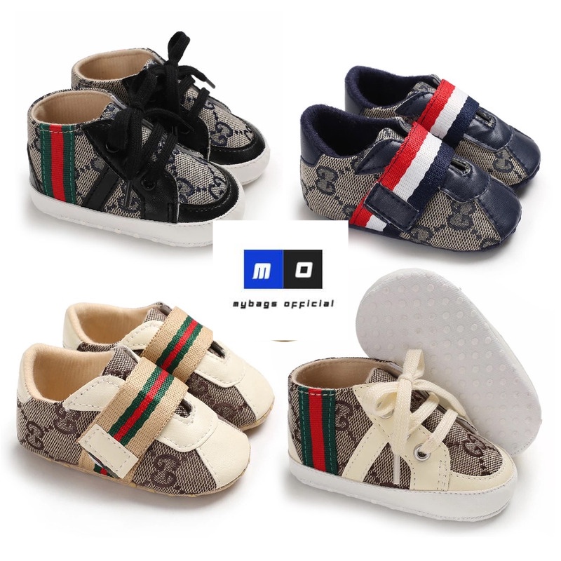 Sepatu Bayi Prewalker Laki Laki 0 - 12 Bulan Murah  /  Sepatu Baby GUCCI VELCRO Terbaru