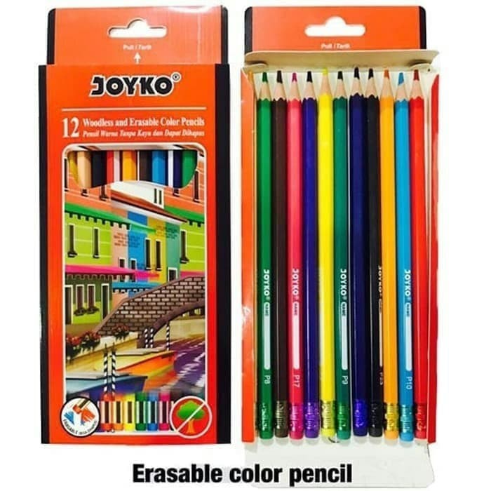 Pensil Warna Joyko 12 Warna Bisa Dihapus