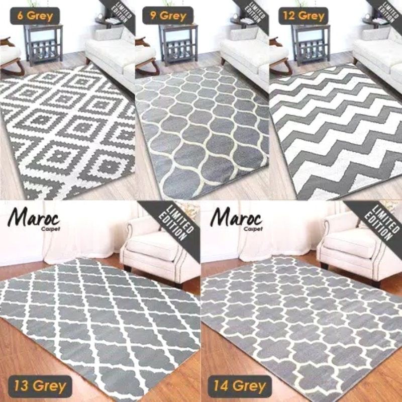 Karpet Lantai Maroc Super Grey Ukuran 210x310 | Karpet Permadani | Karpet Bulu