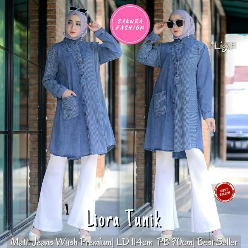 LIORA TUNIK BY SAKURA||JEANS WASH PREMIUM LD 114 PB 90