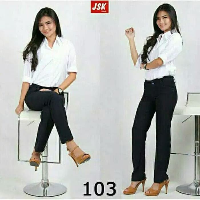 Unik CELANA KERJA CEWEK CELANA HIGHWAIST JEANS 27 38  CELANA KANTOR   Putih Berkualitas