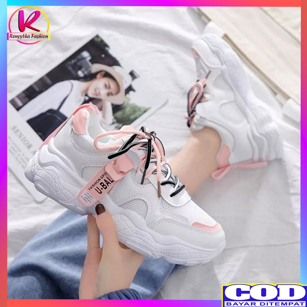 Sepatu Kets Sneakers Wanita Cewek Terbaru Kekinian Sepatu Snikers Sniker Wanita KT01 Premium 2021-PINK KT01