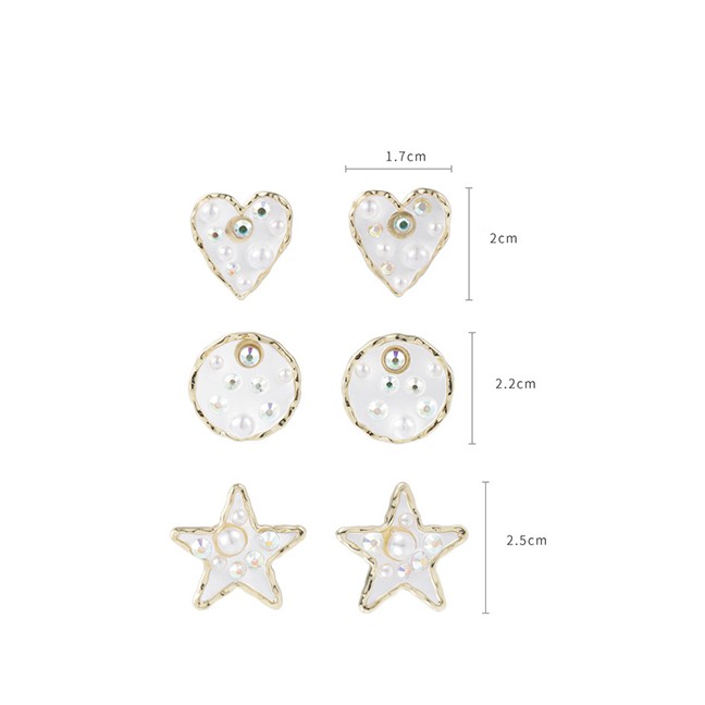 LRC Anting Tusuk Fashion Transparent Resin Pearl Love Round Five-pointed Star Earrings