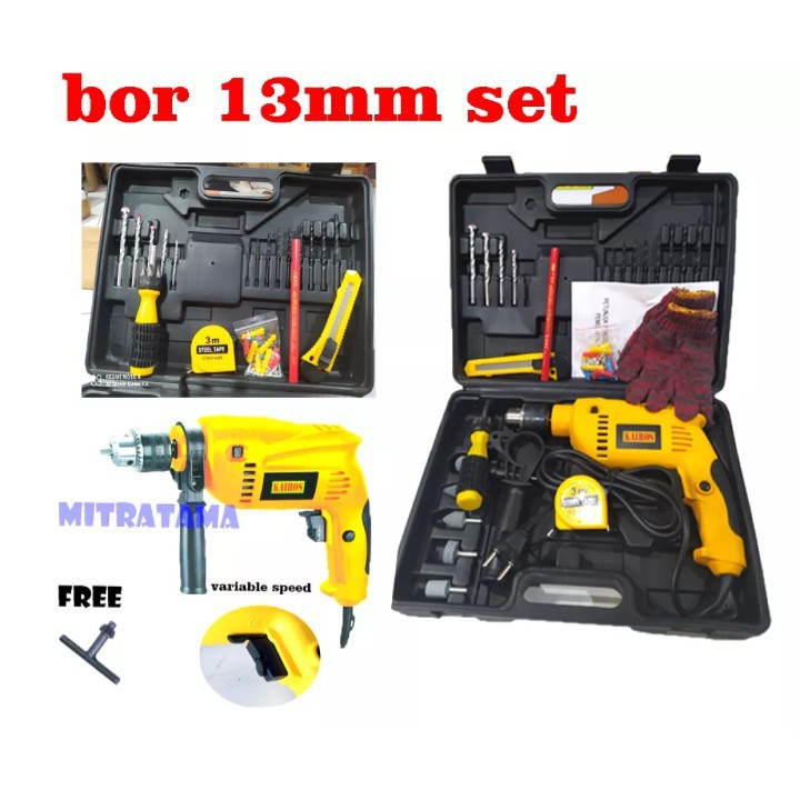 BOR KOPER 13MM SET FULL MATA BOR SIAP PAKAI BISA DRILL PUTARAN 2 ARAH KECEPATAN VARIABLE RYU/KAIROS