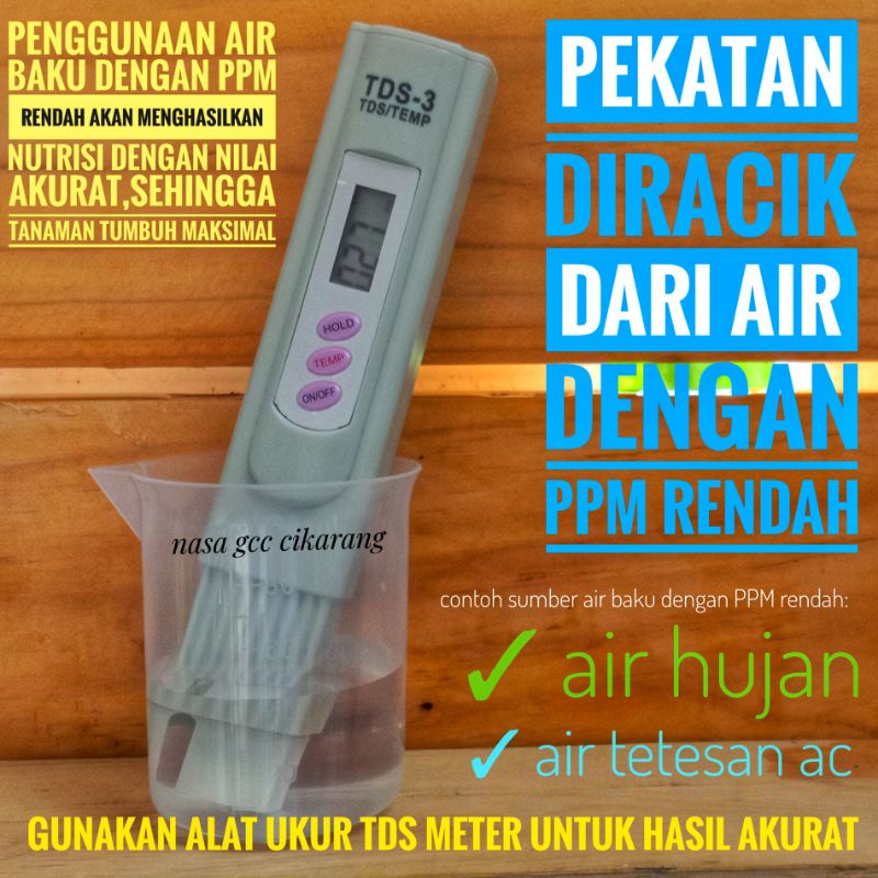 TDS meter (hold) alat ukur PPM hidroponik Gratis battre cadangan