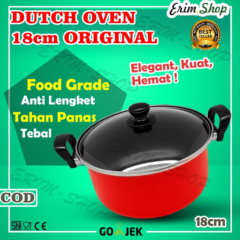 PANCI DUTCH OVEN TEFLON TUTUP KACA TEBAL ANTI LENGKET WITH HANDLE ANTI Panas Serbaguna EM113