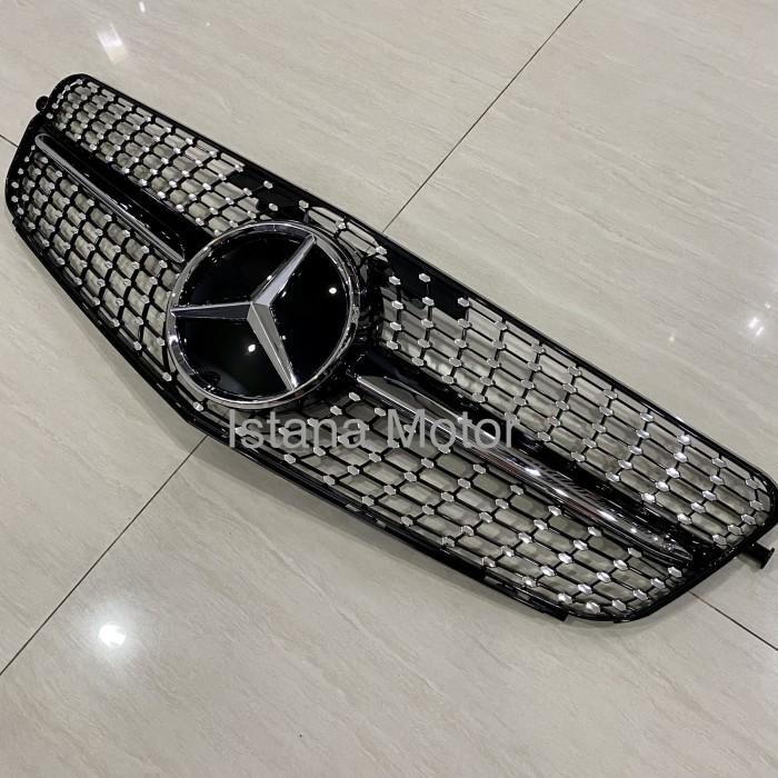 Grill diamond Mercedes w204 black with emblem logo
