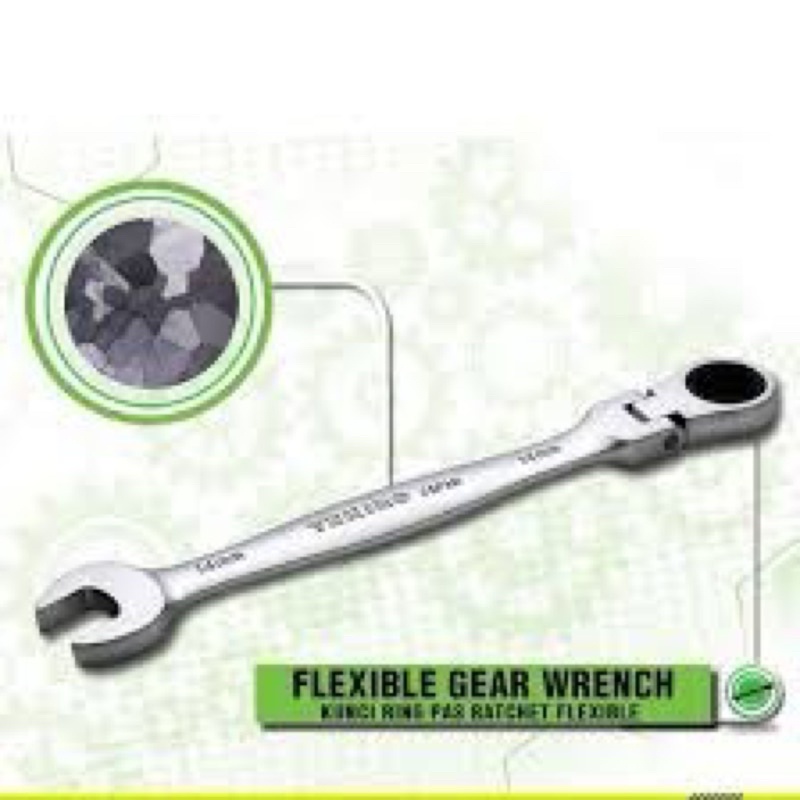 Kunci Pas Ring Ratchet Fleksibel 8~19 mm / Flexible Gear Ratchet Open Ended Wrench Spanner TEKIRO