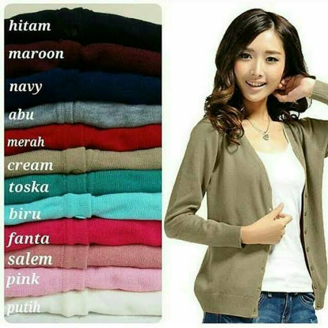 Cardigan Basic Baju  Rajut  Cardy Rajut  Wanita Shopee 