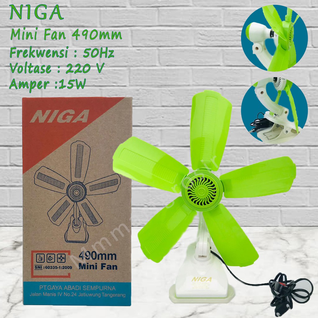 KIPAS ANGIN NIGA MINI FAN 490mm / KIPAS JEPIT