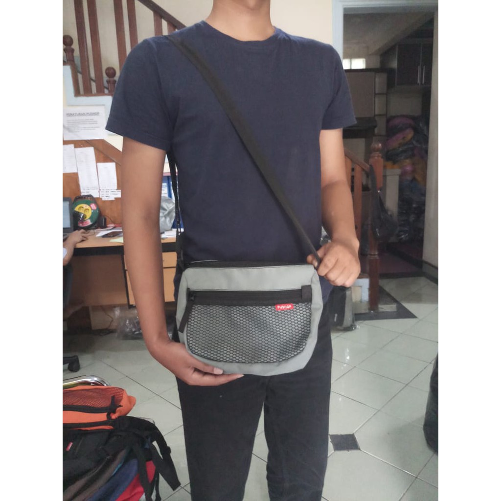 [ BEST SELLER ] PUSHOP Tas Selempang Pria Distro Mini Jaring Termurah