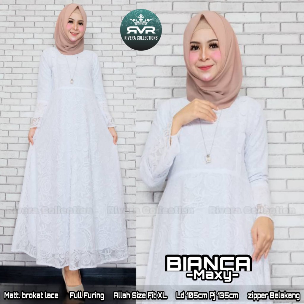 BIANCA MAXI | BROKAT 105CM 135CM | GAMIS PUTIH | DRESS PUTIH | BAJU PUTIH