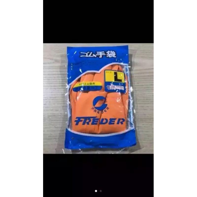 Sarung tangan karet latex 30cm orange FREEDER