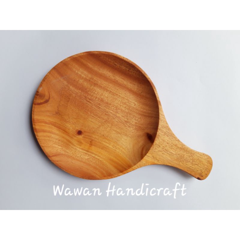 piring kayu/piring pizza/piring teflon/piring saji kayu mahoni 18cm-3