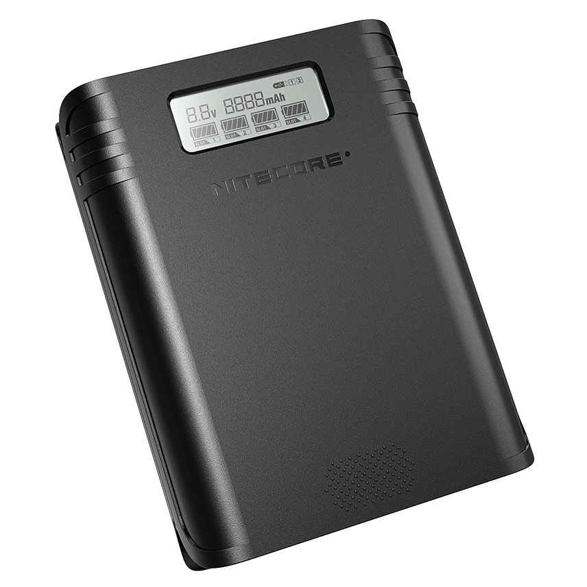 Charger Baterai 4 Slot with Power Bank - F4 - Black