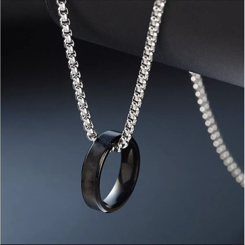 KALUNG TITANIUM RANTAI ROLLO LIONTIN CINCIN PRIA WANITA ANTI KARAT DAN TIDAK LUNTUR STAINLEES STEEL BAJA PUTIH