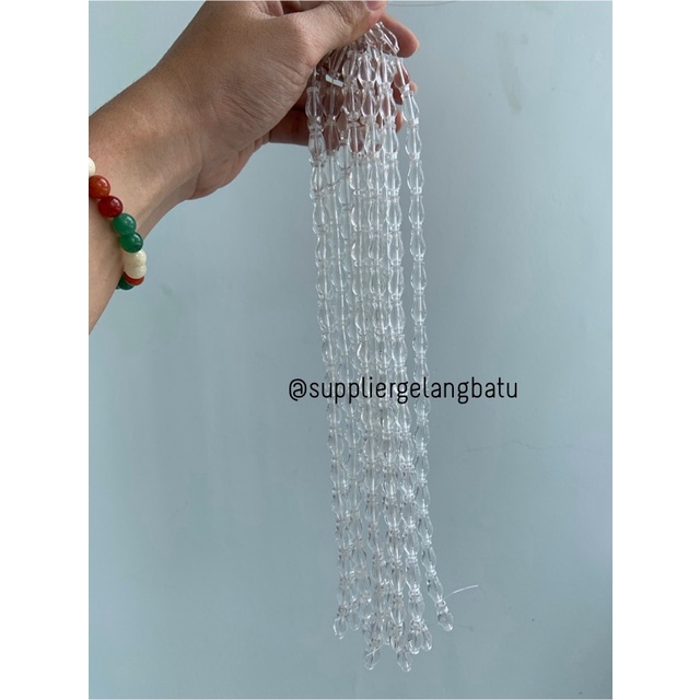 manik ujung kepala tasbih GUCI PUTIH bening aksesori kalung gelang 8mm