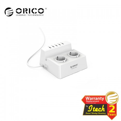 ORICO ODC-2A5U-EU Surge Protector Strip 2-Outlet with 5 USB Ports